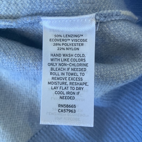 Halogen NORDSTROM Blue & White Abstract Cropped Sweater Long Sleeve Size M - Picture 5 of 10